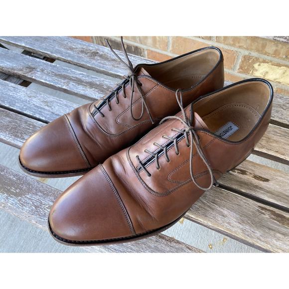 Size 12D JOHNSTON & MURPHY Cap Toe Brown Leather Dress Shoes main image 4